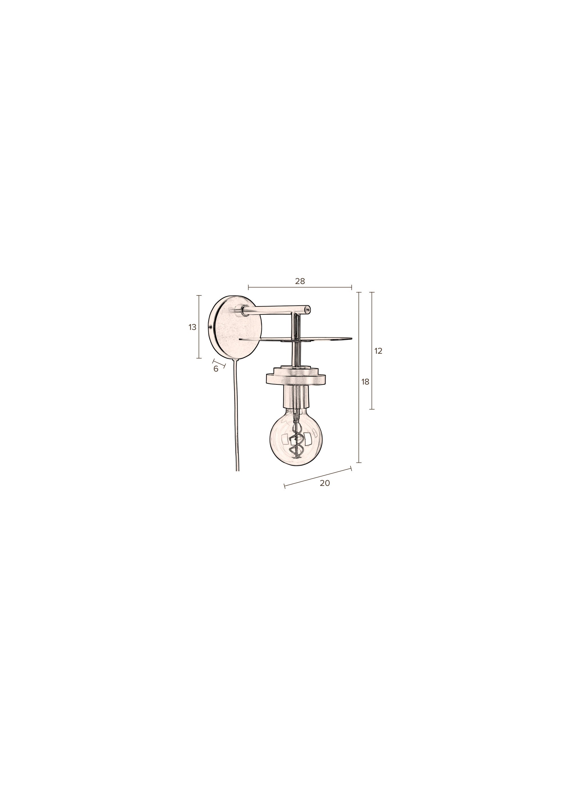 Dutchbone Aden Brass Wired Wall Light